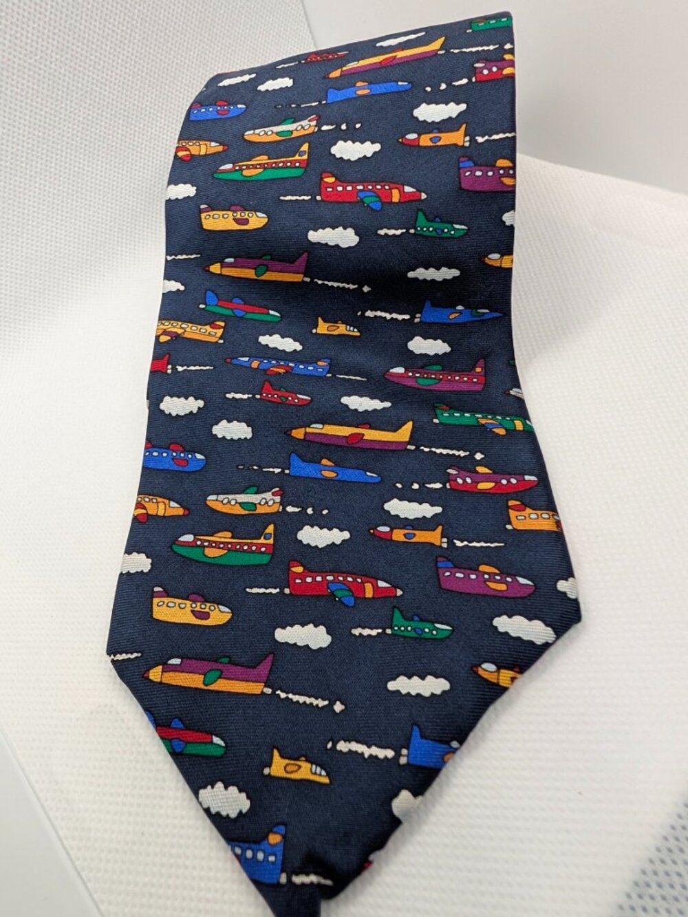 Save The Children Men's Necktie Tie Silk Take A Ride Airplanes Clouds Blue 57x4"